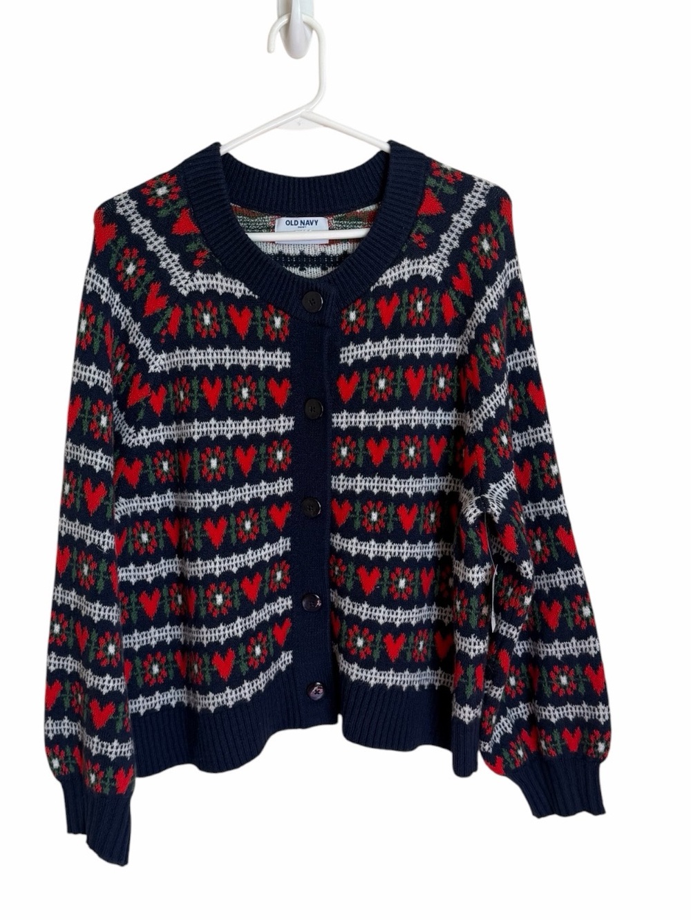 Old Navy Hearts and Flower Button-Front Cardigan. Size Large. NWT